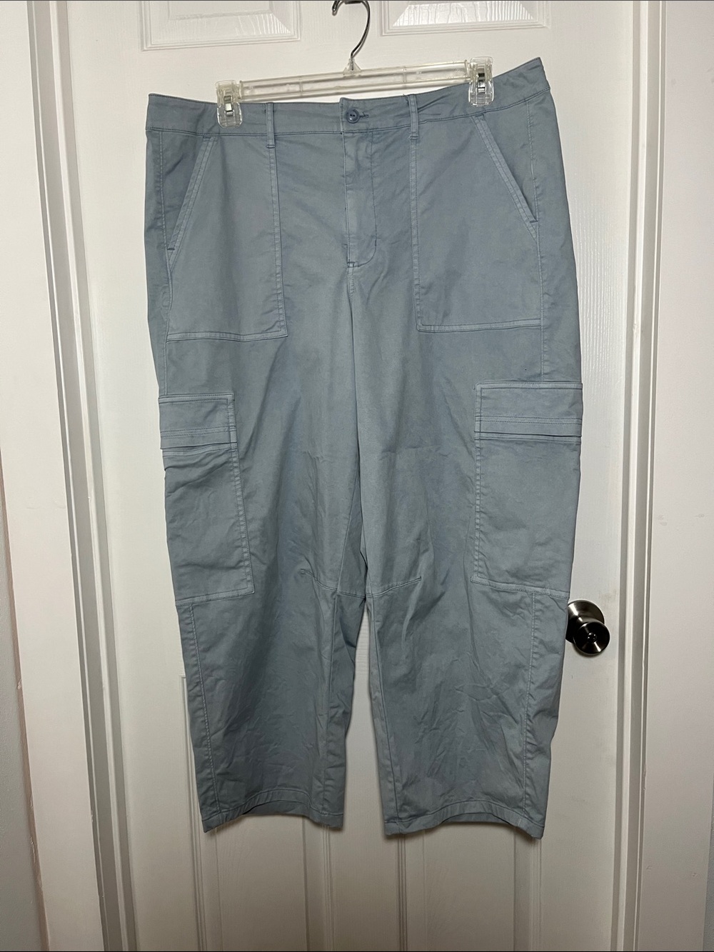 Universal Thread High Rise Wide Barrel-Leg Cargo Utility Pants Light Blue/Gray